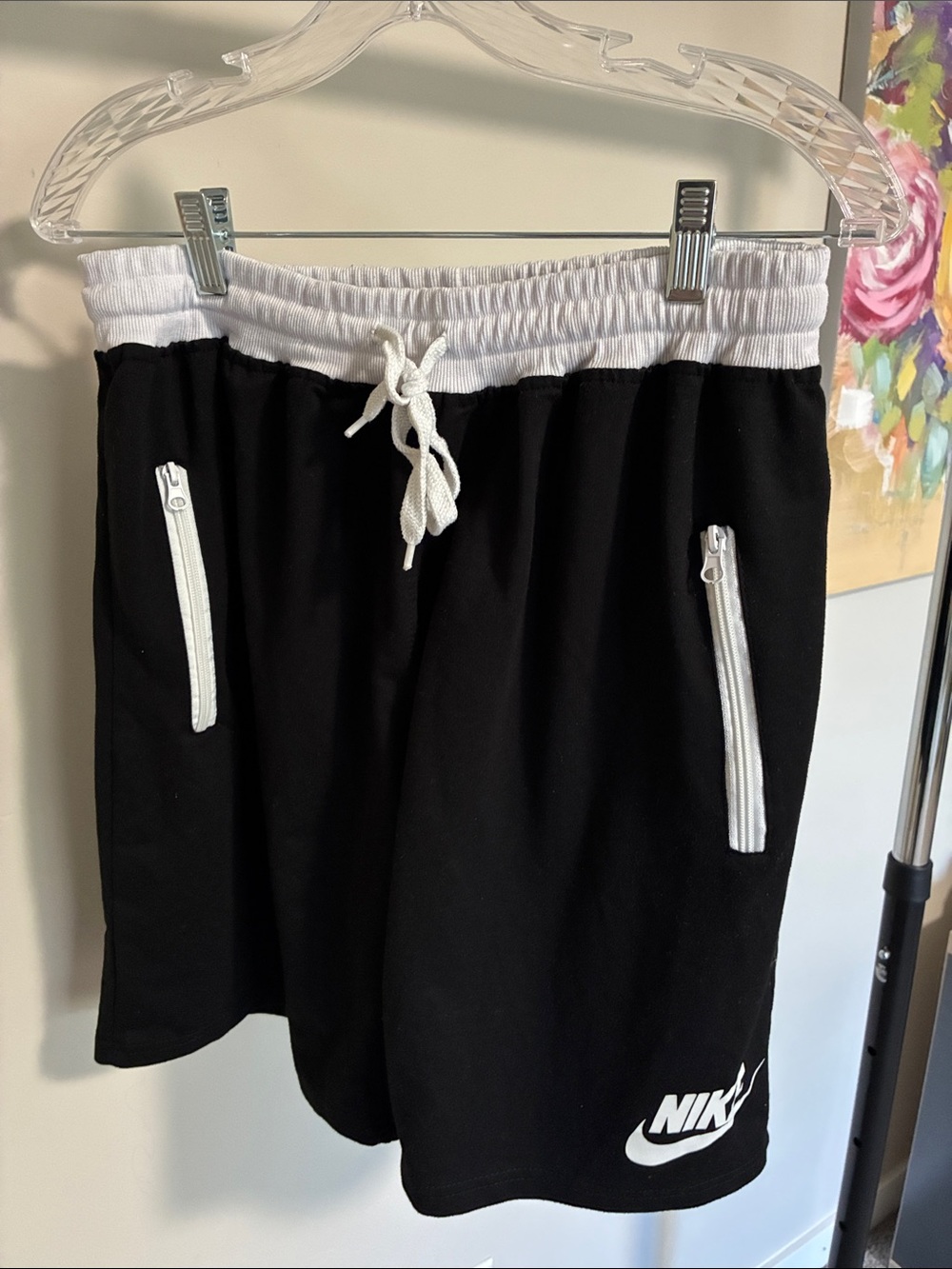 Nike Black and White Drawstring Athletic Shorts